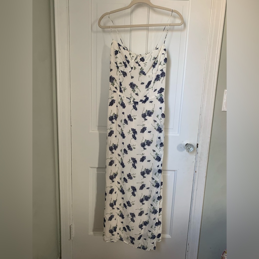 Reformation Emmie Floral Dress In Bluberries size 10 - Picture 4 of 11